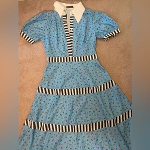 Brand new Shein X Blue Patterned  Pill Dress with Striped Accents never worn